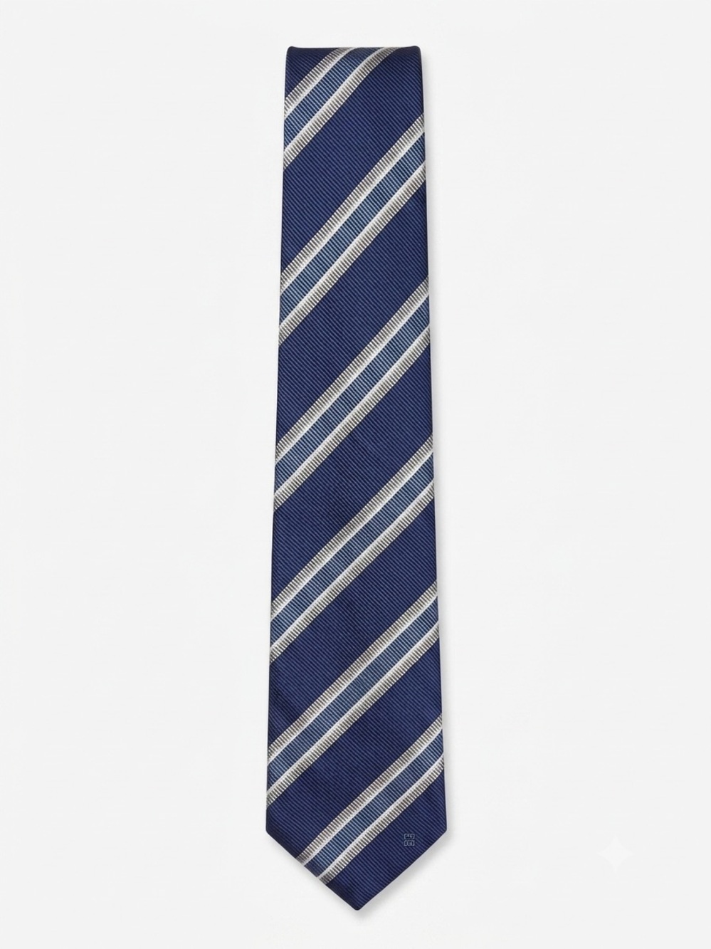 Givenchy Navy and Silver Diagonal Stripe Tie